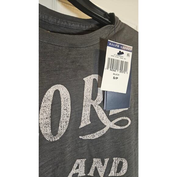 POLO Ralph Lauren Womens T-Shirt Charcoal Gray S Crew Neck Cotton Logo Script - Picture 2 of 5